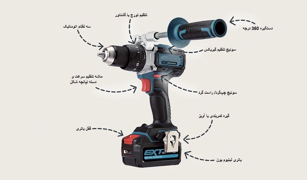 اجزای دریل شارژی